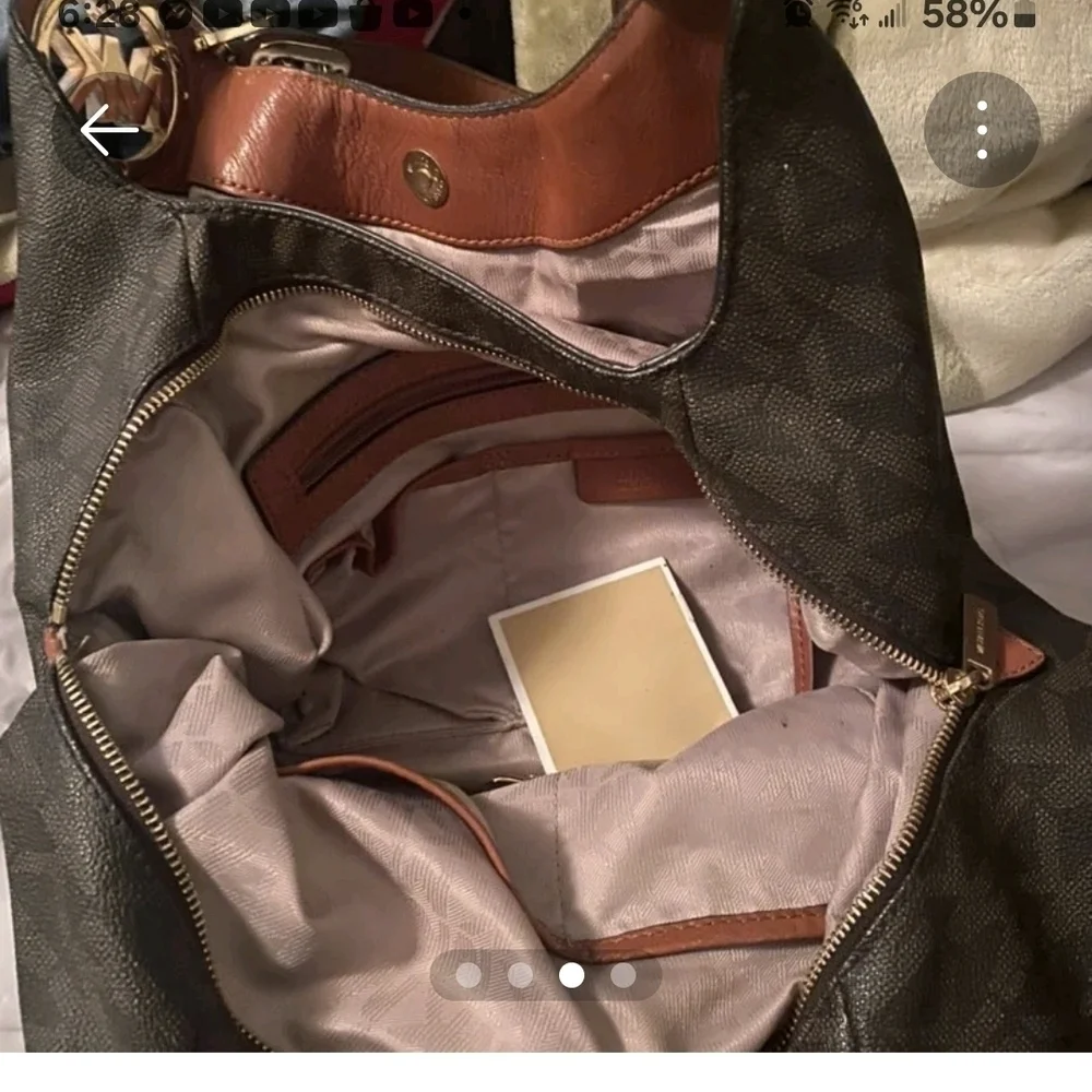 Michael Kors Authenic Fulton Hobo Brown And Tan elegant Designer Bag with Duster